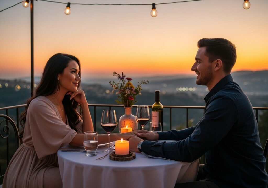 uma cena de uma casal em jantar romantico em sorocaba